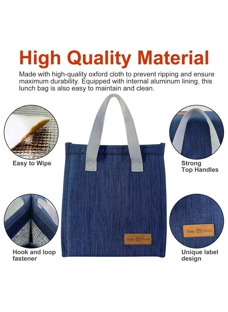Hihonor Lunch Bag, Insulated Lunch Bag for Women Men Kids, Reusable Insulated Lunch Bag, Leakproof Simple Bento Lunch Tote, Lunch Bag Insulated, for Office, Work, School, Picnic or Travel (Blue)  - Image 3