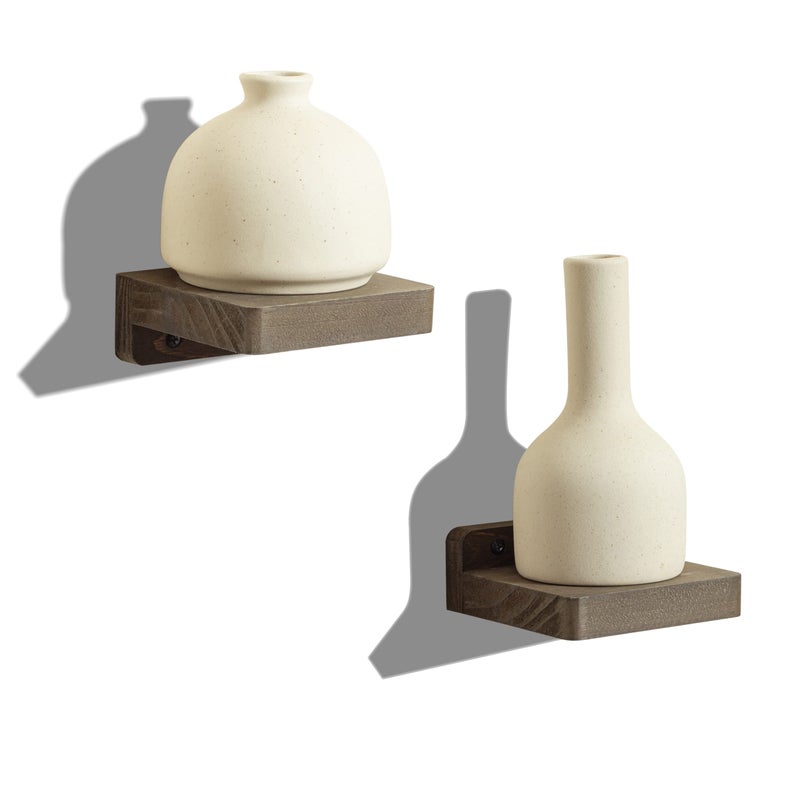 Freezing point Small Floating Shelf for Wall Set of 2 Natural Wood 4Inch Mini Wall Shelves Decor Plant Display Mounted Kitchen Bathroom Bedroom Corner Decorative Storage Tiny Stand Coffee - Image 1