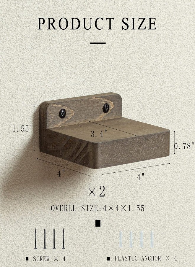 Freezing point Small Floating Shelf for Wall Set of 2 Natural Wood 4Inch Mini Wall Shelves Decor Plant Display Mounted Kitchen Bathroom Bedroom Corner Decorative Storage Tiny Stand Coffee - Image 3