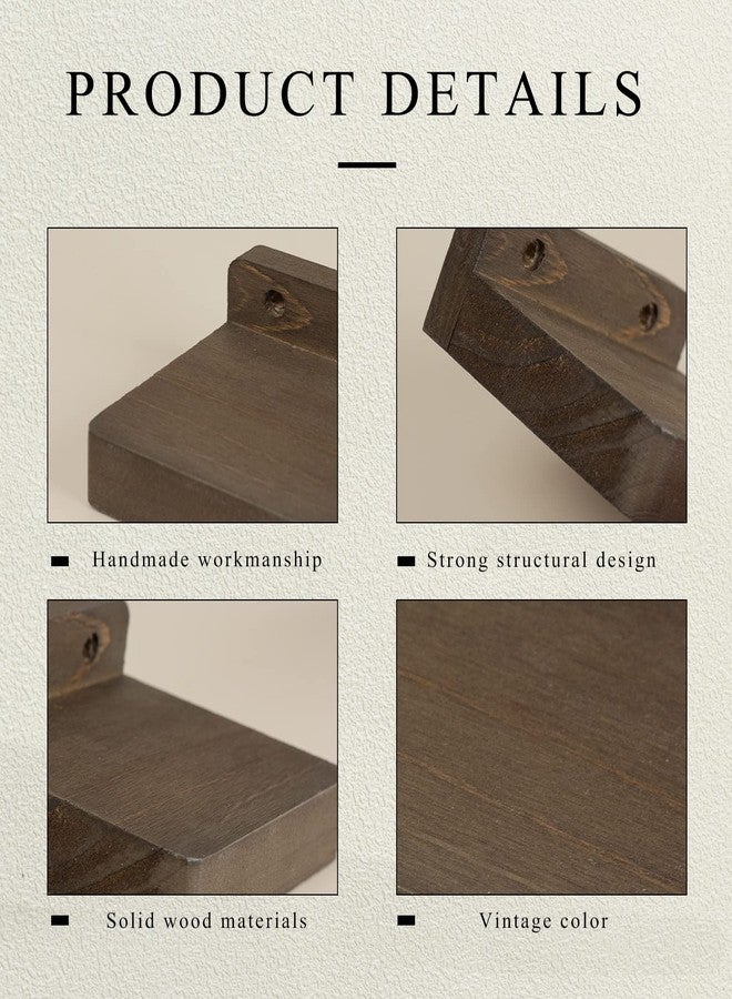 Freezing point Small Floating Shelf for Wall Set of 2 Natural Wood 4Inch Mini Wall Shelves Decor Plant Display Mounted Kitchen Bathroom Bedroom Corner Decorative Storage Tiny Stand Coffee - Image 4