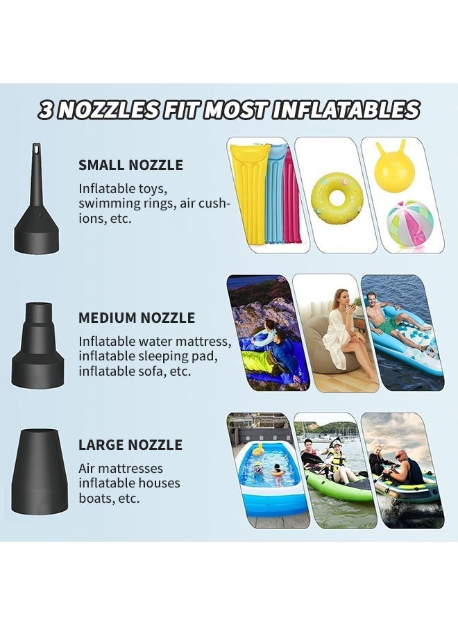 شاو تشن منفاخ هواء كهربائي محمول 2 في 1، مرتبة، مضخة هواء، أريكة كسولة قابلة للنفخ، مضخة شفط سريعة النفخ، مناسبة للتخييم، حمامات السباحة، كرة اليوغا، حلقة سباحة، أريكة قابلة للنفخ. - Image 2