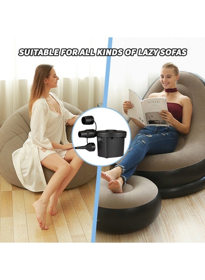 شاو تشن منفاخ هواء كهربائي محمول 2 في 1، مرتبة، مضخة هواء، أريكة كسولة قابلة للنفخ، مضخة شفط سريعة النفخ، مناسبة للتخييم، حمامات السباحة، كرة اليوغا، حلقة سباحة، أريكة قابلة للنفخ. - Image 5