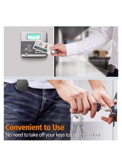 Y&D Metal Heavy Duty Retractable Badge Holders Reel 2 Pack Business Card Holder with Key Chain Keychain and Plastic ID 25.6 inches Reinforced Wire Cord Round & Square  - Image 5