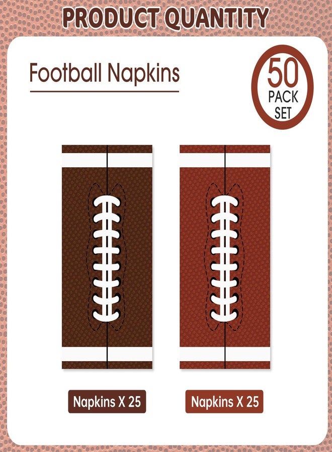 Litmitfu 50 Pack Football Napkins Party Supplies - Rectangle Rugby Pattern Napkin Bulk, 3-Ply Brown Disposable Paper Hand Towels Napkins Set for Football Game Day Tailgate Party Favors Table Decorations - Image 4