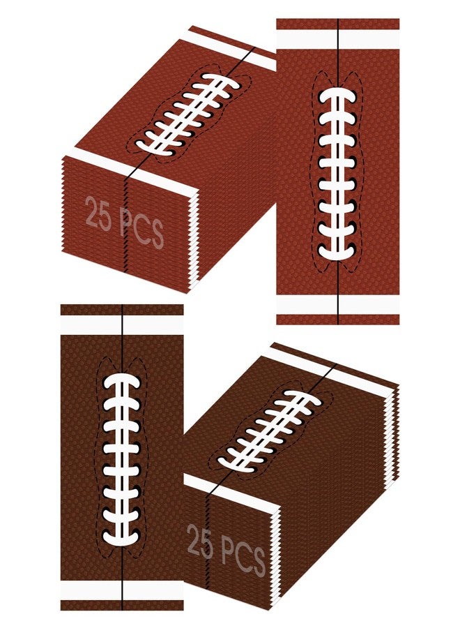 Litmitfu 50 Pack Football Napkins Party Supplies - Rectangle Rugby Pattern Napkin Bulk, 3-Ply Brown Disposable Paper Hand Towels Napkins Set for Football Game Day Tailgate Party Favors Table Decorations - Image 1