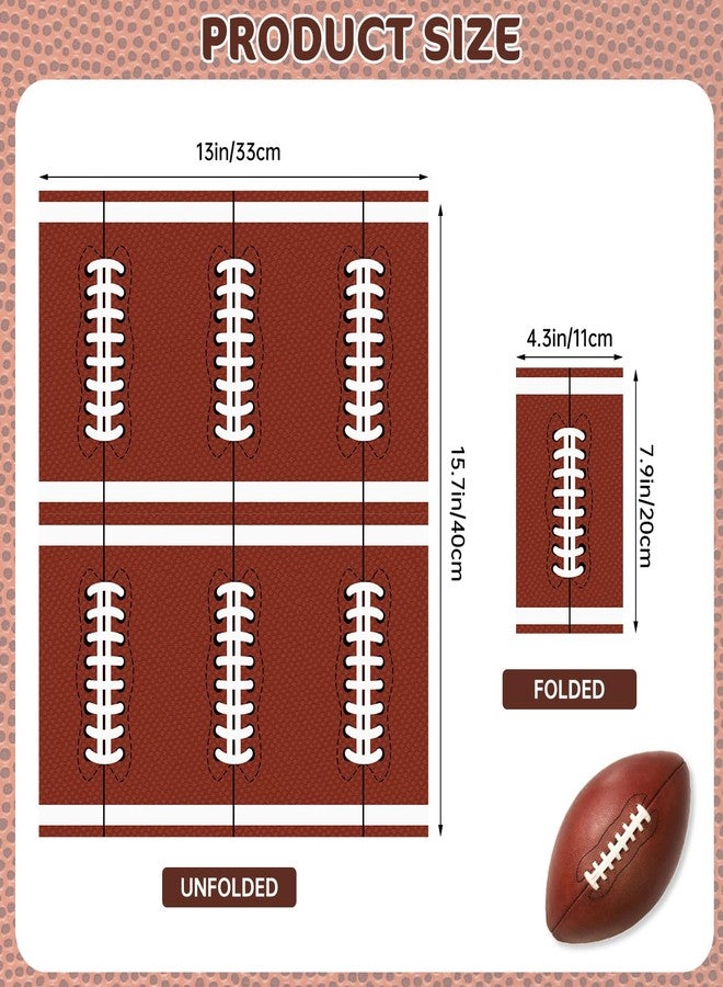 Litmitfu 50 Pack Football Napkins Party Supplies - Rectangle Rugby Pattern Napkin Bulk, 3-Ply Brown Disposable Paper Hand Towels Napkins Set for Football Game Day Tailgate Party Favors Table Decorations - Image 3