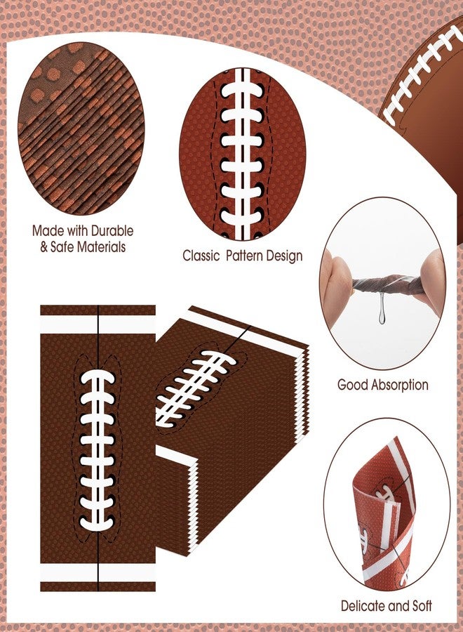 Litmitfu 50 Pack Football Napkins Party Supplies - Rectangle Rugby Pattern Napkin Bulk, 3-Ply Brown Disposable Paper Hand Towels Napkins Set for Football Game Day Tailgate Party Favors Table Decorations - Image 5
