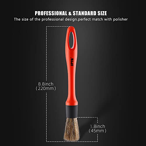 SPTA Car Detailing Brush Set, 5 Pack Soft Mixed Hair Auto Detail Brush Kit No Scratch for Automotive Elegant Surface Interior Exterior Dashboard Emblems Panels Engine Bay Wheels Air Vent Seat Leather - Image 3