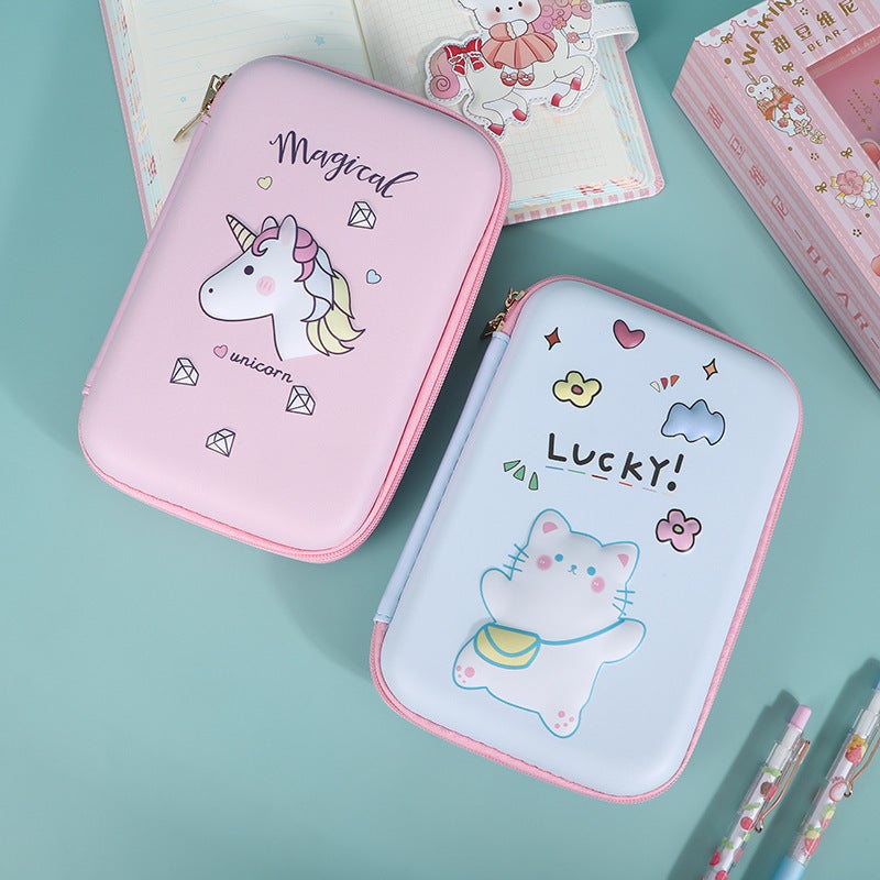 Square Cartoon EVA Stationery Box: Large Capacity - High Durable Material Pencil Case for School Students Office Workers - Image 4