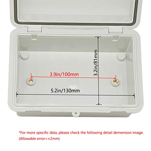 Zulkit IP65 Waterproof ABS Plastic Electrical Box - Hinged Shell, 2 Cable Glands, 5.9 x 3.9 x 2.8 inch - Image 3
