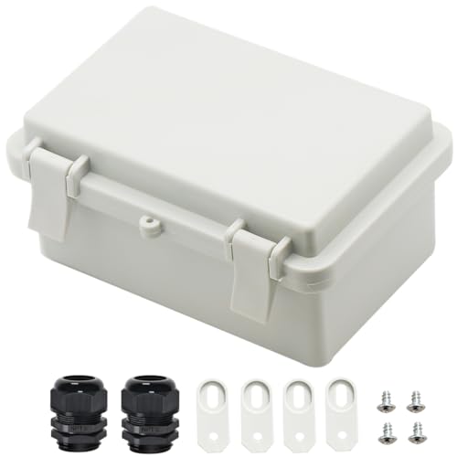 Zulkit IP65 Waterproof ABS Plastic Electrical Box - Hinged Shell, 2 Cable Glands, 5.9 x 3.9 x 2.8 inch - Image 1
