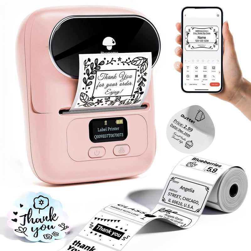 طابعة الملصقات الحرارية اللاسلكية المحمولة "Orange Phomemo M110" مع 100 ملصق - Image 1