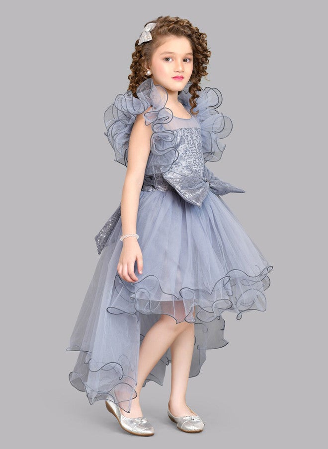 PinkChick فستان ماكسي رمادي ضيق ومتسع للفتيات - Image 3