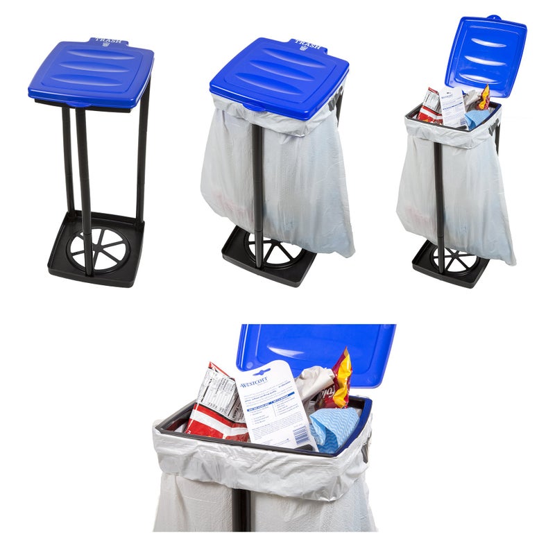 Wakeman Portable Trash Bag Holder â€“ Collapsible 13-Gallon Garbage Bin for Indoor/Outdoor Use, Camping, Recycling, and Parties â€“ Durable Plastic Trash Can by Wakeman Outdoors (Blue) - Image 4