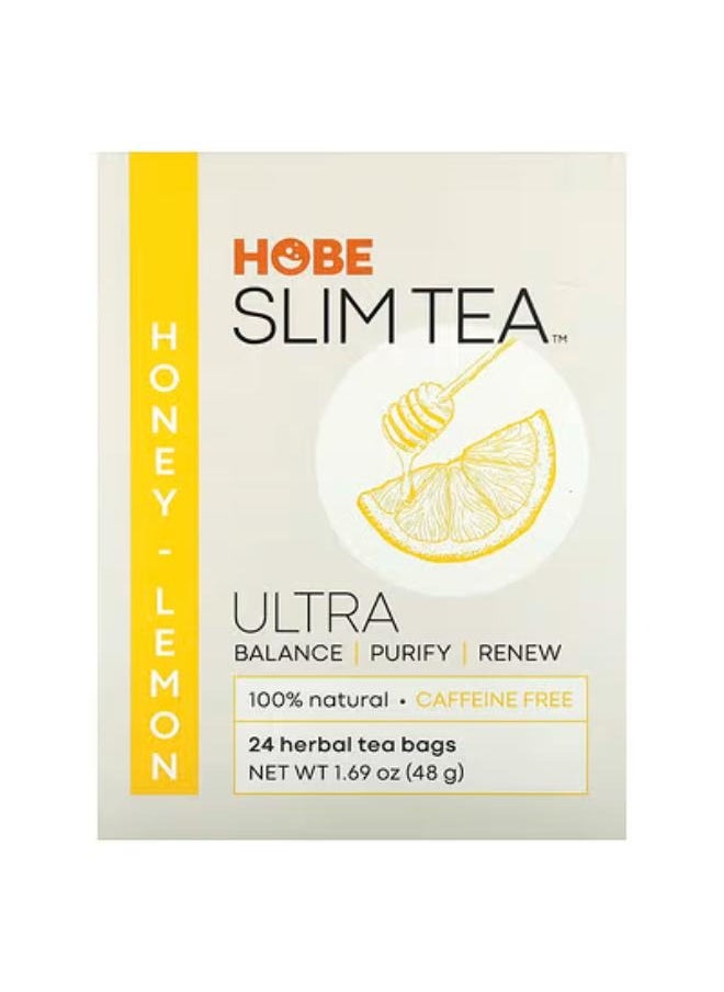 Hobe Labs Ultra Slim Tea, Honey Lemon, Caffeine Free, 24 Herbal Tea Bags, 1.69 oz (48 g) Each 