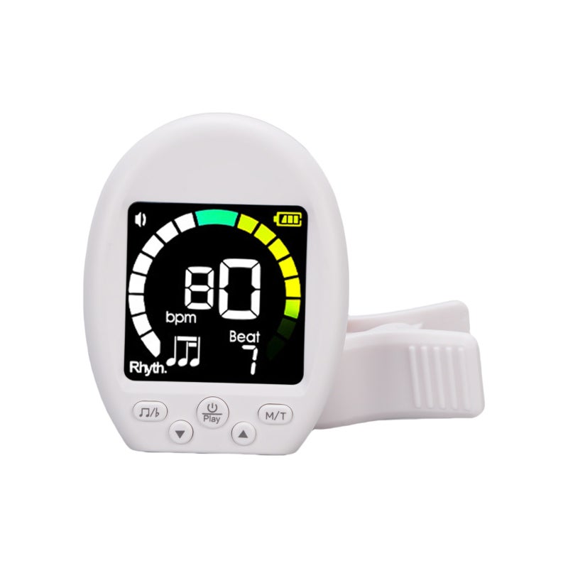 Meideal Guitar Tuner Clip On with Beat Function for Chromatic Guitar Bass Violin Ukulele Color Screen Display Portable Guitar Tuner Rotating Clip White - Image 3