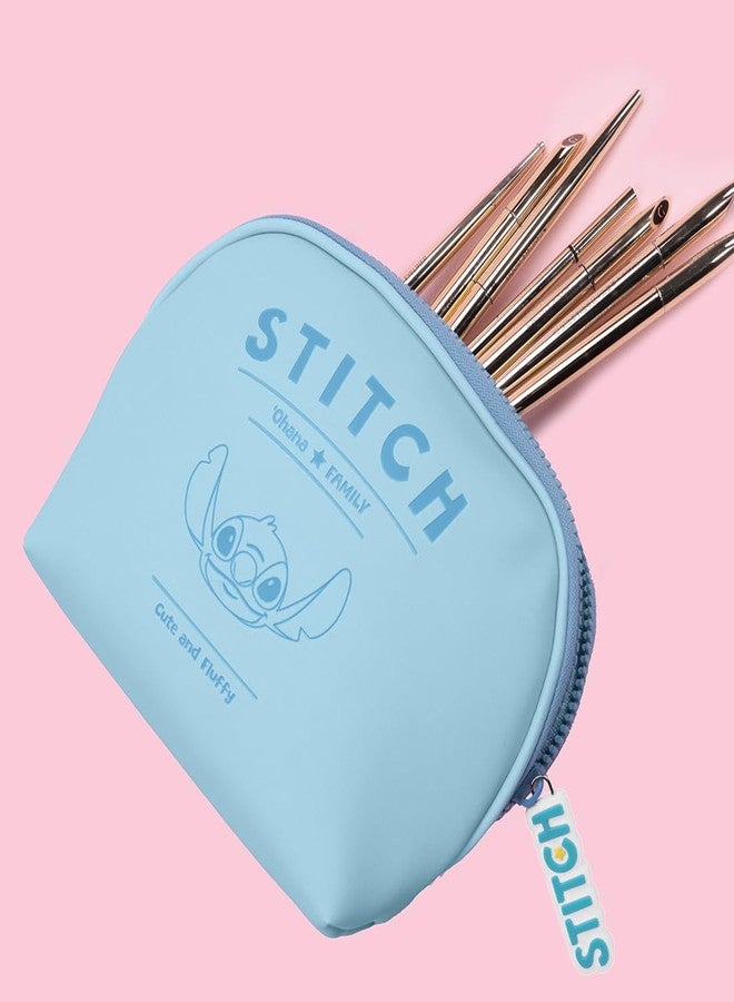 MINISO Stitch Shell Cosmetic Bag, Makeup Bag with Zipper, Travel Toiletry Bag for Women - Image 3