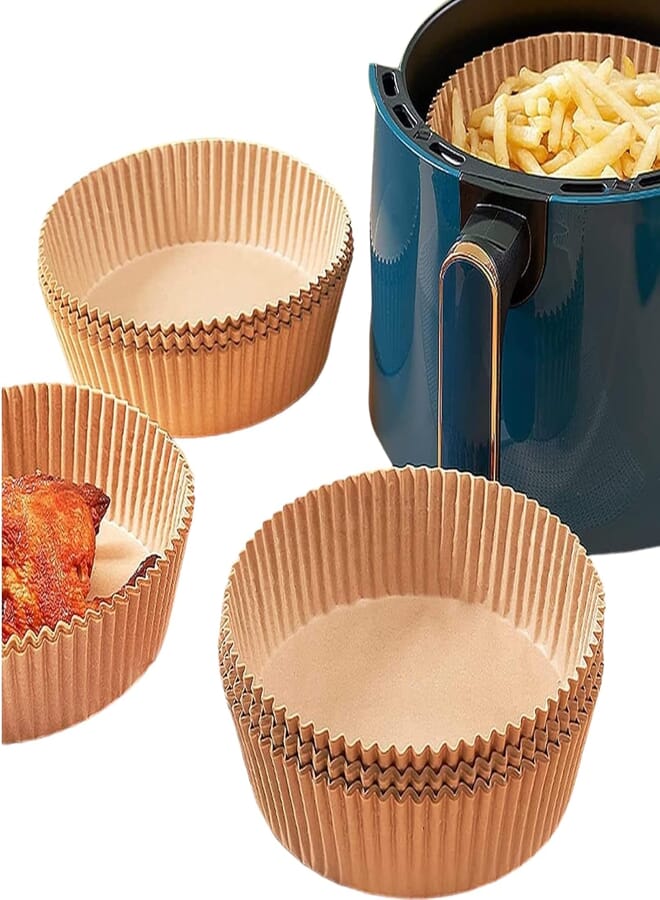 Air Fryer Disposable Paper Liner, Non-Stick Cooking Parchment Baking Paper for Air Fryer Oil Proof and Waterproof(100PCS & 6.3Inch)