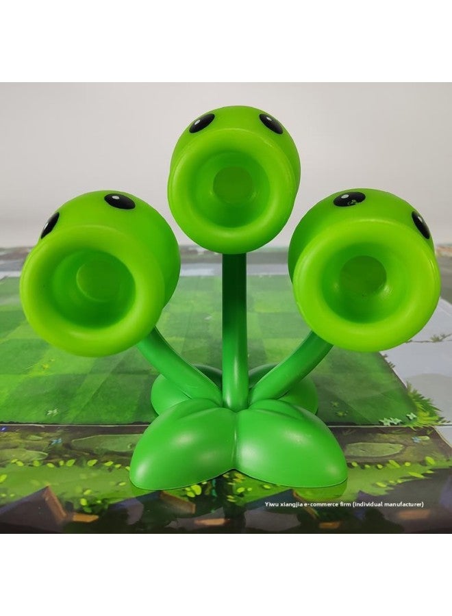 Plant Vs. Zombie Soft Glue Triple Shooter Large Three Pea Doll Pirate Deep Sea Giant Toy-Color:Large Size: Hard Triple Shooter + 3 Bullets