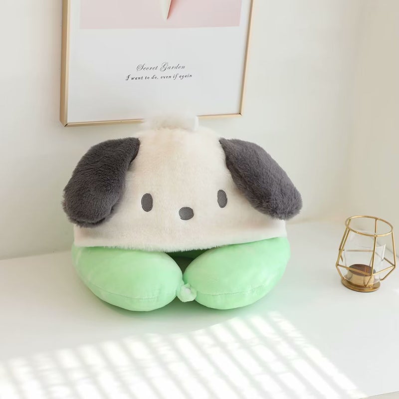 Cartoon Kuromi Pudding Dog Hooded U-Shaped Pillow Pacha dog hooded pillow