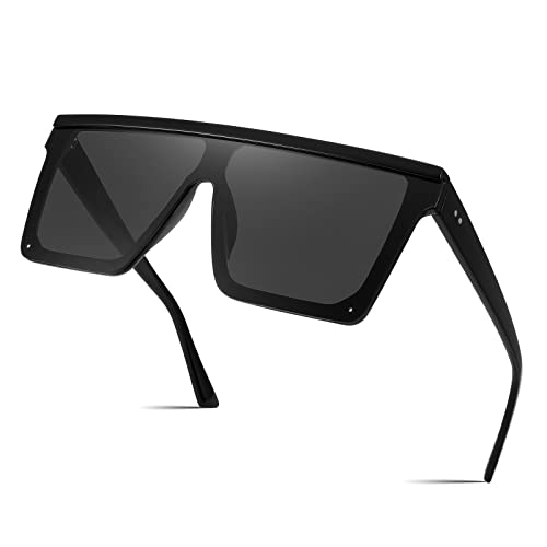 FEISEDY Oversized Sunglasses Mens Womens Flat Top Square Trendy Visor Shades UV400 B2470 - Image 1