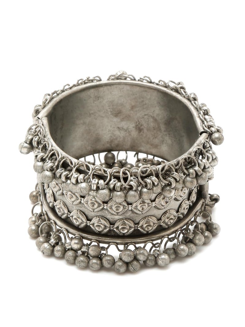 YouBella Jewellery for Women Celebrity Inspired Oxidised Silver Plated Cuff Bracelet Bangle for Women and Girls (Style 1) - Image 4
