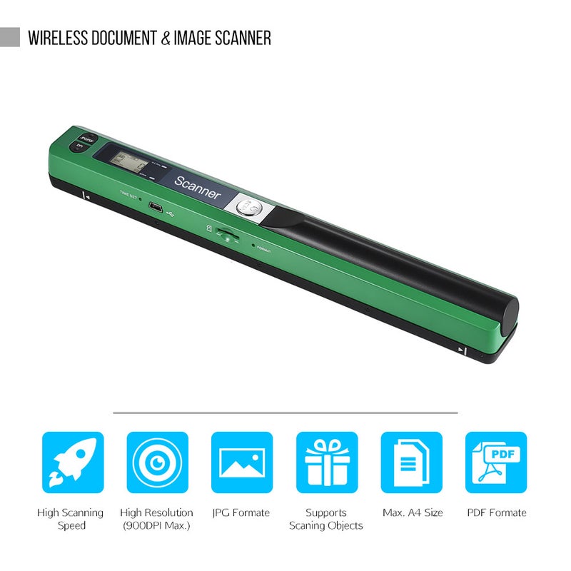 Portable Handheld Wand Wireless Scanner A4 Size 900DPI JPG/PDF Formate LCD Display with Protecting Bag and 8GB TF Card  for Business Document Reciepts Books Images - Image 5