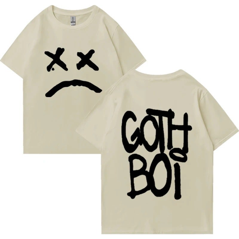 Export Lil Peep Sad Face Gothboi Pattern T-Shirt 2024 Unisex Hip-Hop - Image 4
