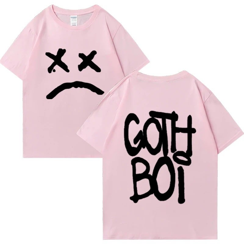 Export Lil Peep Sad Face Gothboi Pattern T-Shirt 2024 Unisex Hip-Hop - Image 5