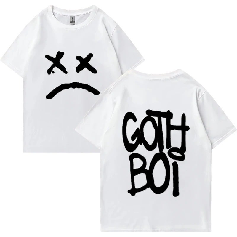 Export Lil Peep Sad Face Gothboi Pattern T-Shirt 2024 Unisex Hip-Hop - Image 3
