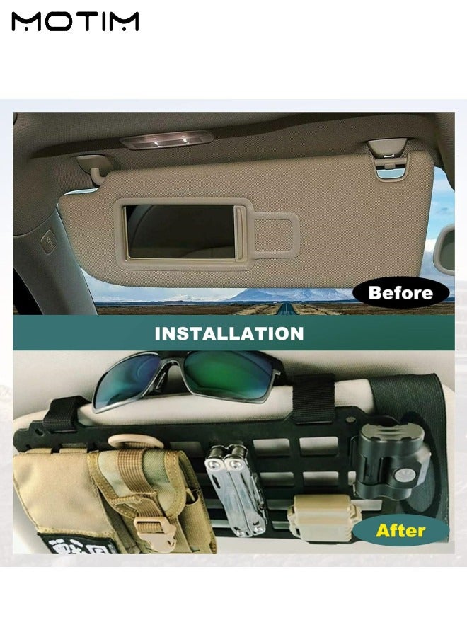 Motim Car Sun Visor Molle Organizer, Hanging Panel, Front Visor Storage Panel Holder Compatible with Backpack, Tactical Accessories, Gear Holder Molle Pouches EDC Tools  - Image 2