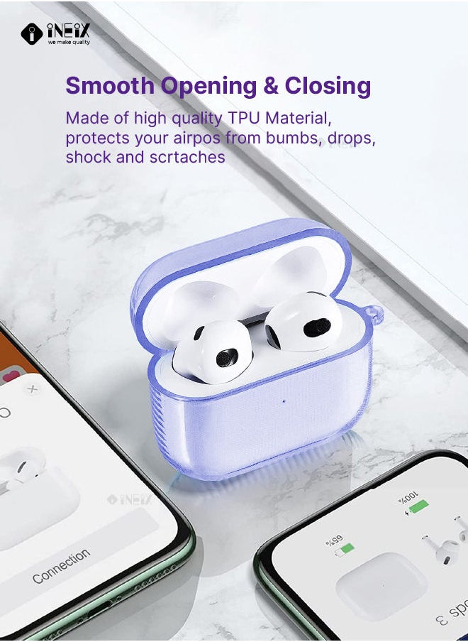 INEIX - Transparent Silicone Case Cover For Apple AirPods 3 (3Rd Greneration) 2021 - Purple - Image 1