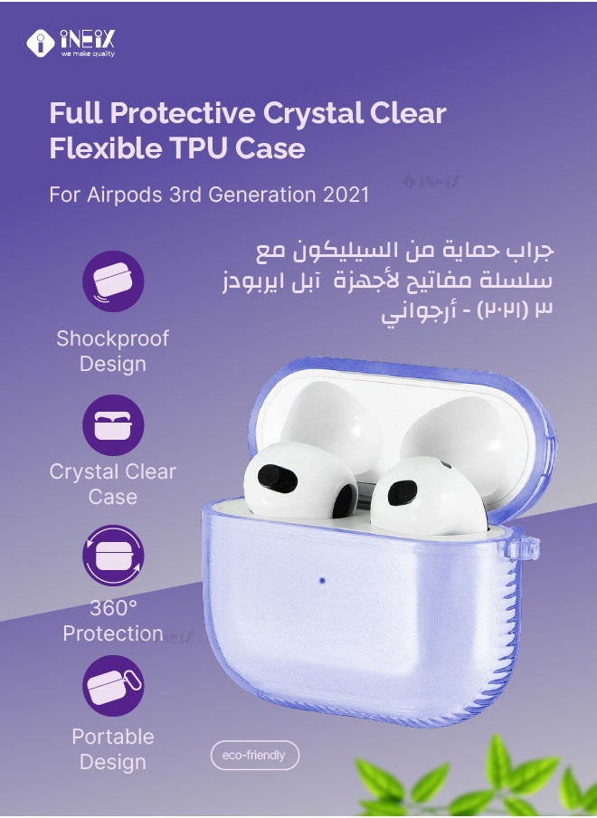 INEIX - Transparent Silicone Case Cover For Apple AirPods 3 (3Rd Greneration) 2021 - Purple - Image 1
