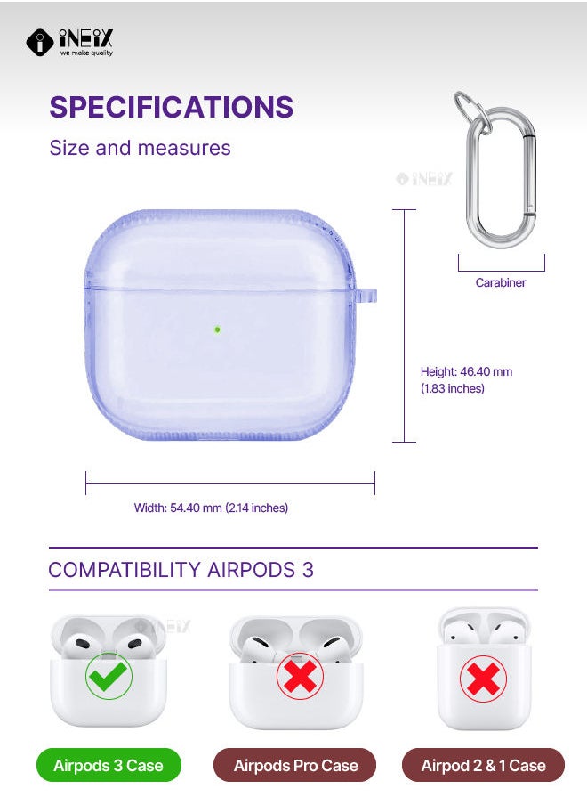 INEIX - Transparent Silicone Case Cover For Apple AirPods 3 (3Rd Greneration) 2021 - Purple - Image 1