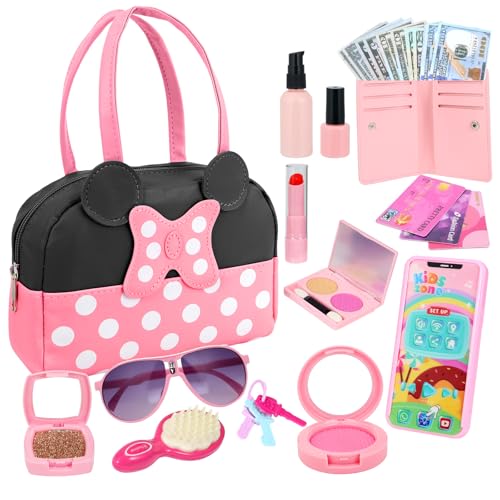 Mytothfy Pretend Play Purse for Little Girls Toddler Purse with Pretend Makeup Toys for Toddlers Princess Pretend Play Purse Toys with Accessories Kids Purse Toy Birthday Gift for Girls Age 3 4 5 6 - Image 1
