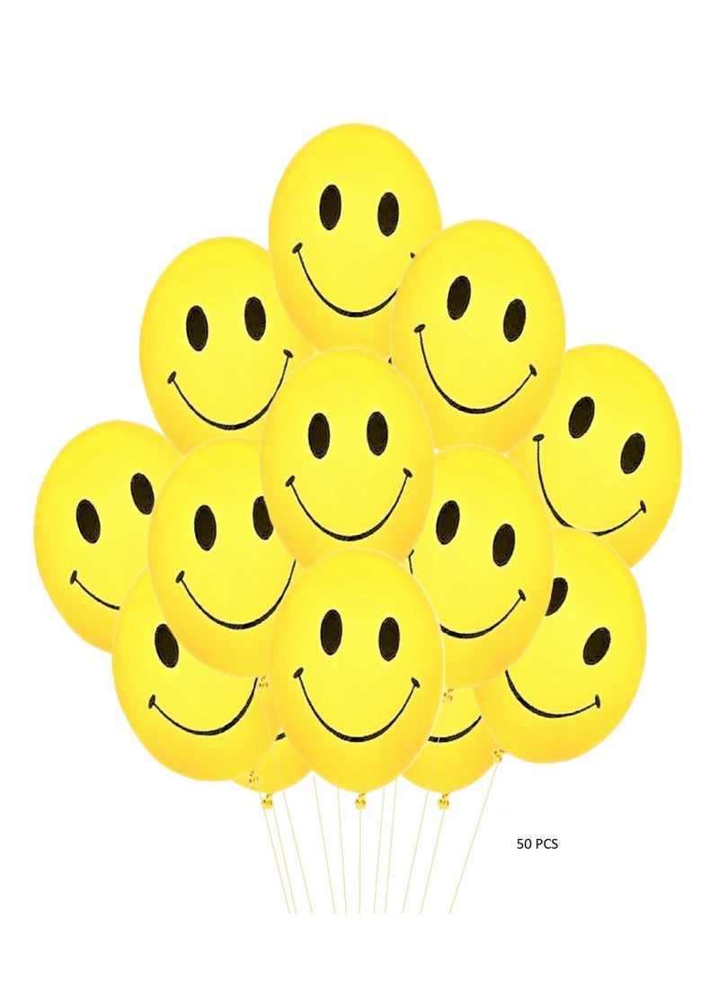 Boxwoods 50 PCS Of Smile Face Yellow Balloons For Birthday, Congratulation,  Back To School, Friends Reunion Party Decoration - Image 1
