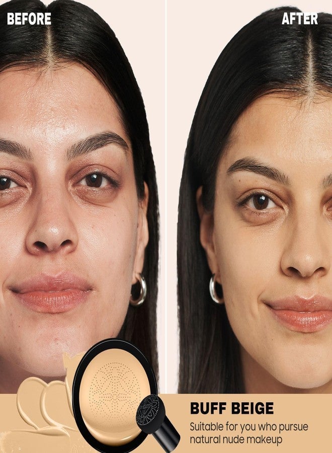 Ihrlpxkc Foundation for Older Women - Air Cushion CC Cream Foundation Makeup, BB Cream Concealer Full Coverage Moisturizing Concealer Brighten Long-lasting (Buff Beige) - Image 2