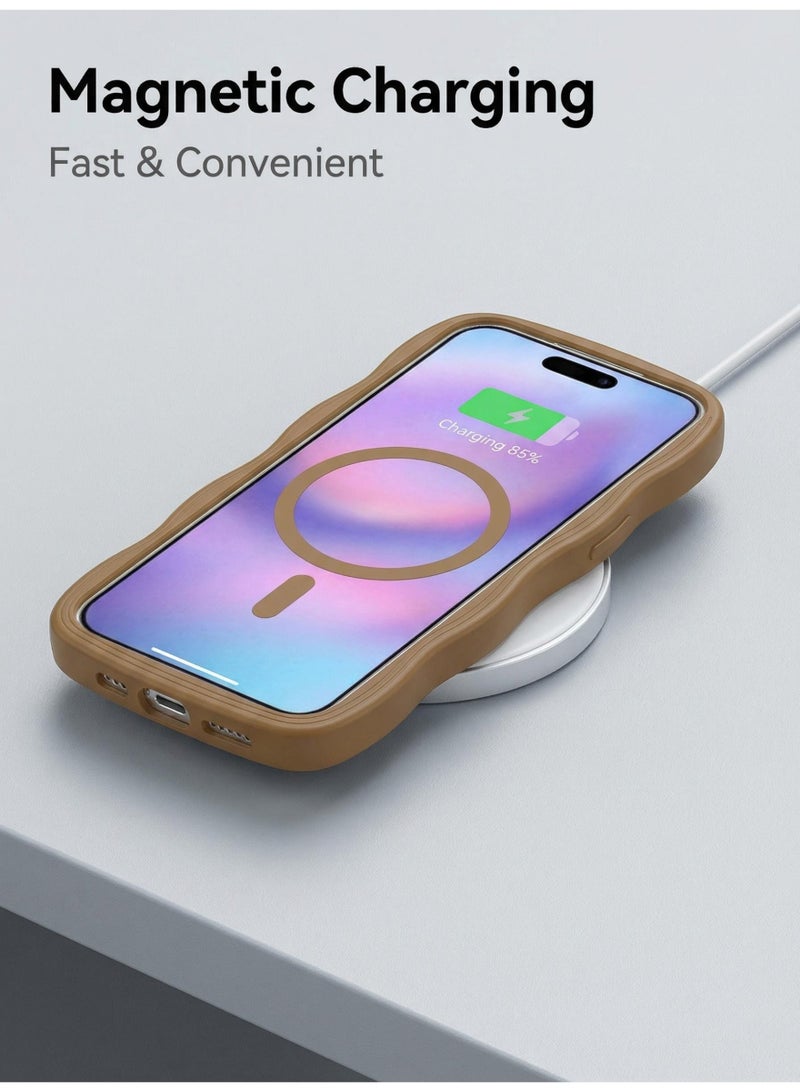 V.nice Magnetic for iPhone 17Pro Max Case, Cute Wavy Full Camera Protection [Compatible with MagSafe] Translucent Matte Anti-Slip Bumper Women Girls Boys Protective Cover - Image 2