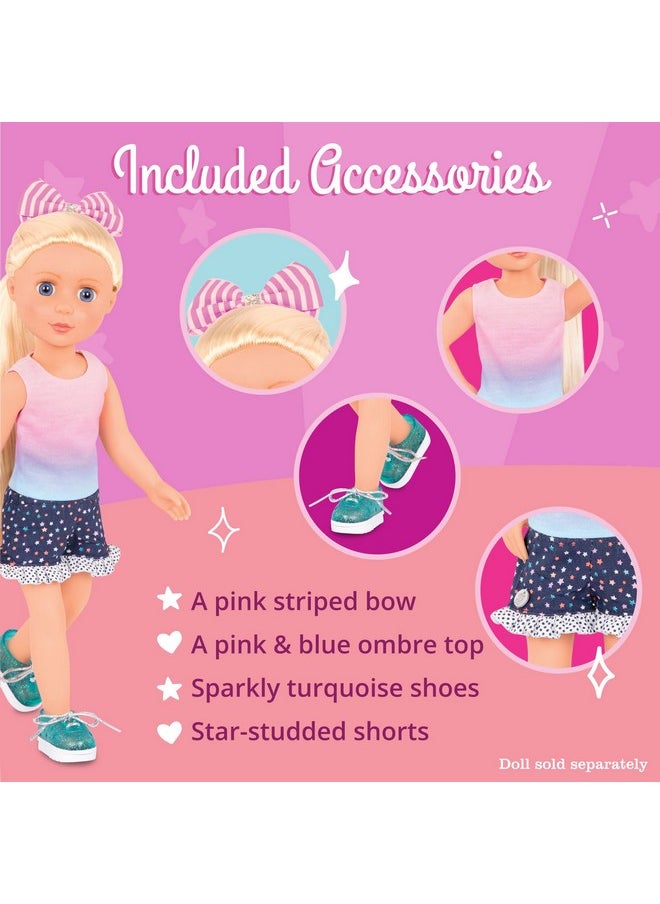 Glitter Girls - 14 Inch Doll Clothes 4Pcs Starry Outfit Colorful Top & Polka Dot Shorts Glittery Shoes & Hair Bow 3 Years + Twinkle Like A Star - Image 1