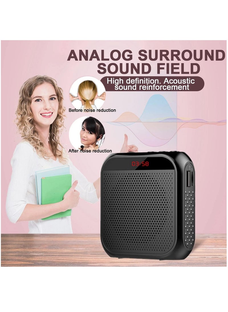 Voice Amplifier with Wired Microphone Headset, Portable Rechargeable PA System Speaker Personal Microphone Speech Amplifier, Loudspeaker for Teachers, Tour Guides/Coaches Metting/Yoga/Fitness (Black) - Image 4