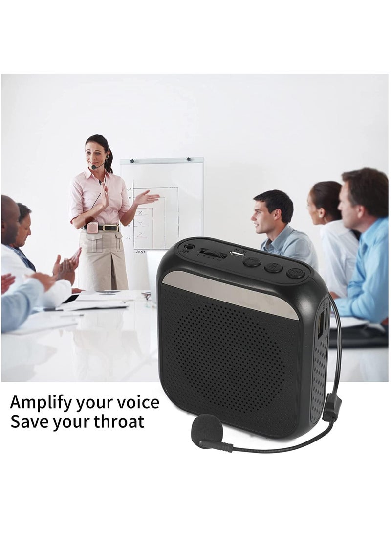Voice Amplifier with Wired Microphone Headset, Portable Rechargeable PA System Speaker Personal Microphone Speech Amplifier, Loudspeaker for Teachers, Tour Guides/Coaches Metting/Yoga/Fitness (Black) - Image 2