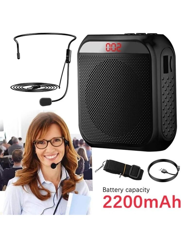 Voice Amplifier with Wired Microphone Headset, Portable Rechargeable PA System Speaker Personal Microphone Speech Amplifier, Loudspeaker for Teachers, Tour Guides/Coaches Metting/Yoga/Fitness (Black) - Image 3
