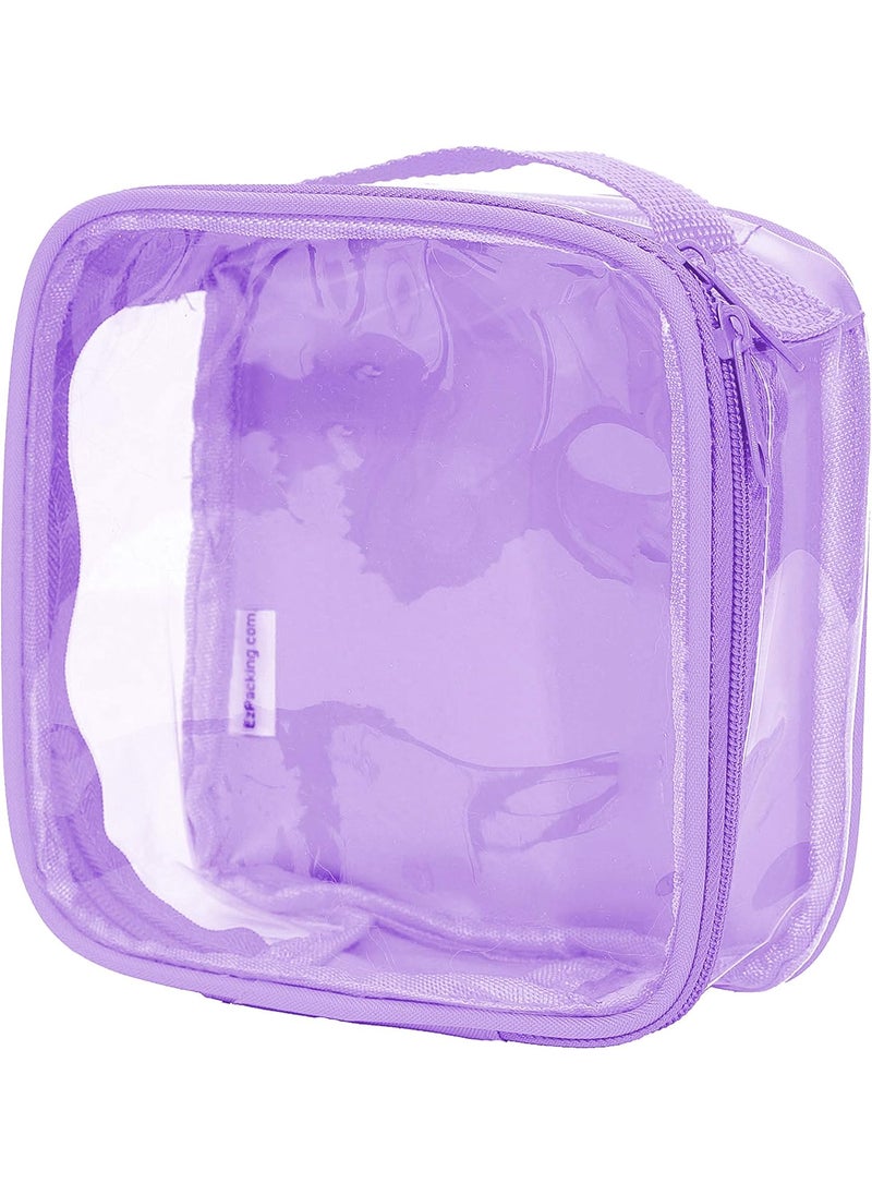 EzPacking - Clear TSA Approved 3-1-1 Travel Toiletry Bag for Carry On/Quart Size Transparent Liquids Pouch for Airport Security/Reusable See Through Vinyl & PVC Plastic Organizer Men Women (Lilac) - Image 1