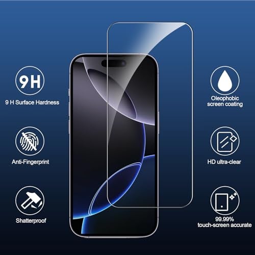 SIBEITU 3 Pack Screen Protector for iPhone 16 Pro with 3 Pack Camera Lens Protector, 6.3 Inch HD Clear 9H Hardness Tempered Glass Film, Scratch Resistent, Easy Installation, Bubbles Free - Image 3