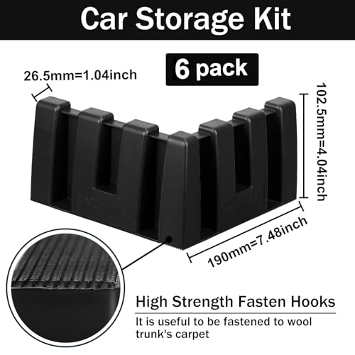 Datanly 6 Pack Car Trunk Organizer Blocks for Back of SUV Multipurpose Car Storage Organizer Blocks Trunk Divider Available to Wool Carpet for Truck SUV Van Cargo - Image 2