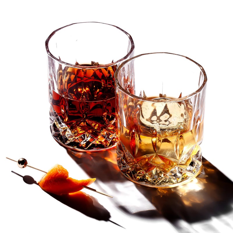 Lemonsoda Crystal Cut Old Fashioned Whiskey Glasses Set Of 2  4  6-10Oz Ultra-Clear Premium Lead-Free Rocks Glass Tumbler For Drinking Bourbon  Scotch  Cognac  Cocktails (Set Of 2) - Image 4