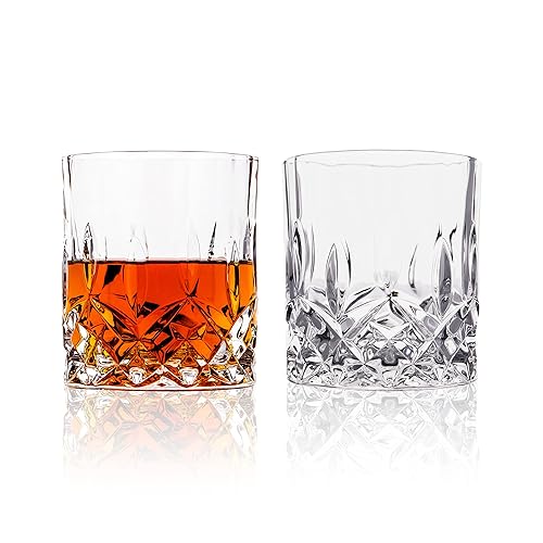 Lemonsoda Crystal Cut Old Fashioned Whiskey Glasses Set Of 2  4  6-10Oz Ultra-Clear Premium Lead-Free Rocks Glass Tumbler For Drinking Bourbon  Scotch  Cognac  Cocktails (Set Of 2) - Image 2