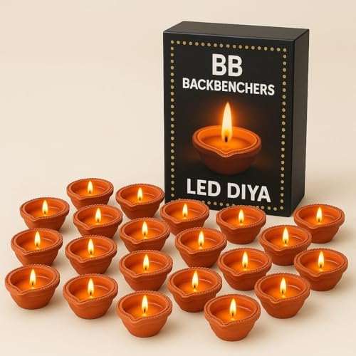 BB BACKBENCHERS Led Diya Lights Set, Water Sensor, Flameless & Smokeless, Battery Operated, Red Decorative Diyas for Diwali, Christmas, New Year (24) - Image 1