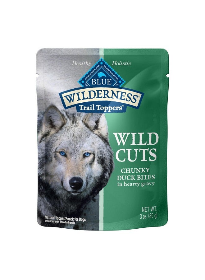 بلو بافلو طعام الكلاب الرطب الطبيعي عالي البروتين من بلو بافالو وايلدرنس تريل توبرز وايلد كاتس، قطع البط في مرق دسم، كيس 3 أونصة، 24 قطعة - Image 1