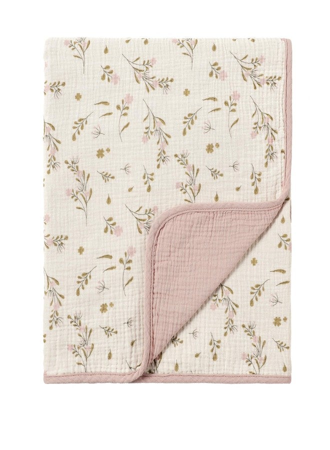 CREVENT 40''X40'' 100% Organic Cotton Muslin Baby Blanket for Newborns, Essential for Baby Shower Birthday Gift - Flower 100X100cm - Image 1
